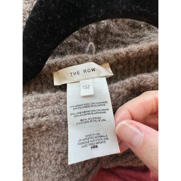 NWT The Row Follain Fringe Poncho in Fawn Melange Wool Cashmere Pullover Sweater - Picture 8 of 16